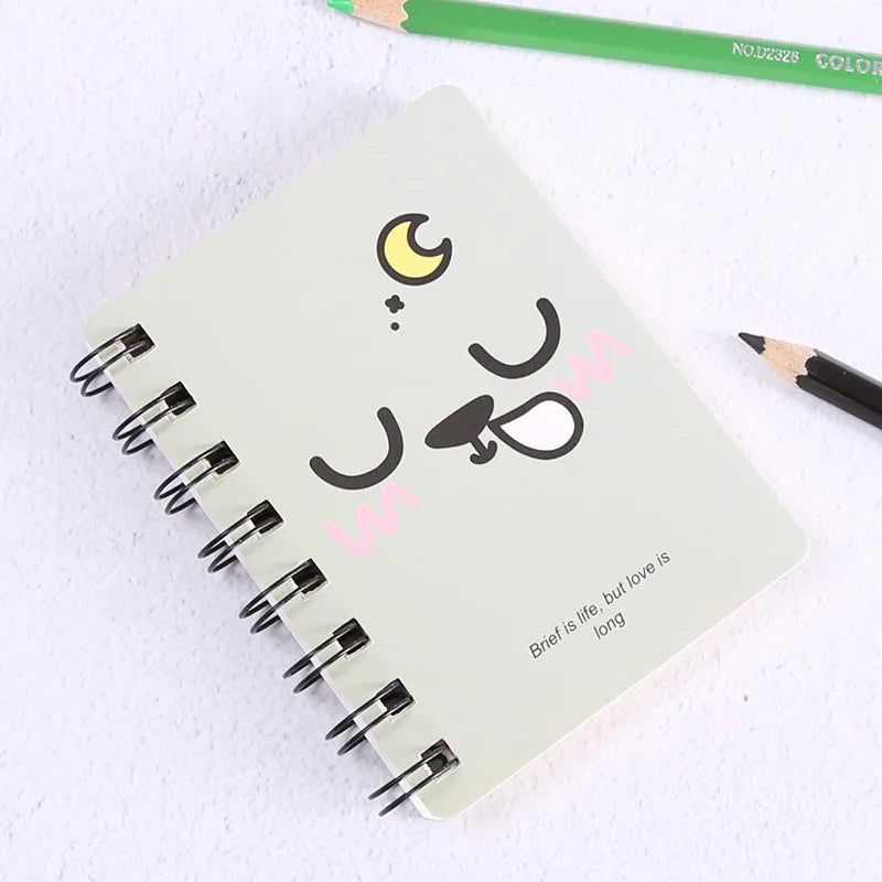 A7 Mini Spiral Notebook Cartoon Cat Notepad Kawaii Personal Diary Planner Horizontal line Notebook School Office Supply 80Sheets