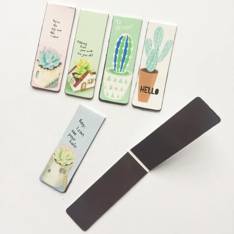 6pcs /Set Kawaii Oreo Cat Cactus Magnetic Bookmarks Books Marker of Page Stationery School Office Supply Paper Clip