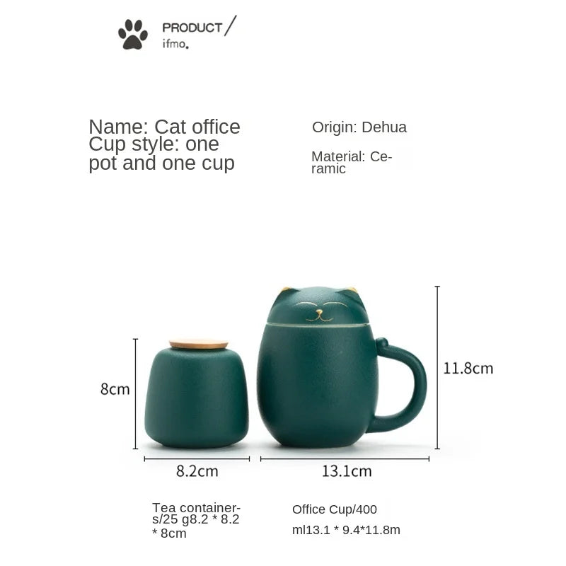 Lucky Cat Ceramic Cup Creative Tea Mug with Lid Office Household Kettle Milk Cups Coffee Mugs Cartoon Custom Gift