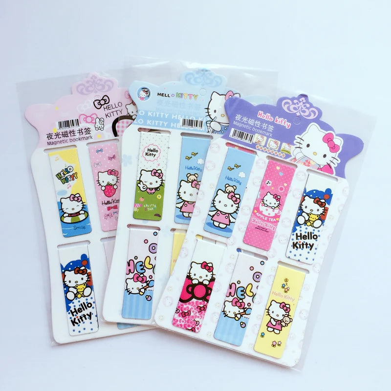 6pcs /Set Kawaii Oreo Cat Cactus Magnetic Bookmarks Books Marker of Page Stationery School Office Supply Paper Clip