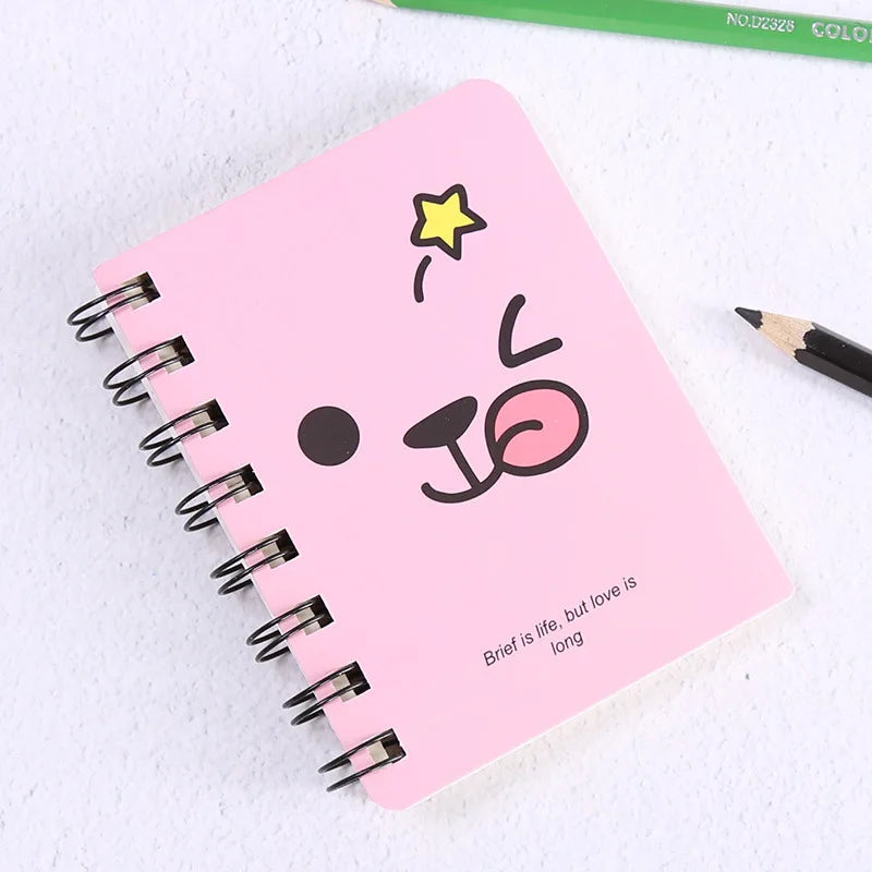 A7 Mini Spiral Notebook Cartoon Cat Notepad Kawaii Personal Diary Planner Horizontal line Notebook School Office Supply 80Sheets