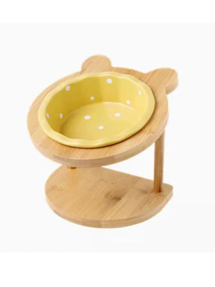 Ceramic Bowl with Shelf for Pet,Bevel Neck Guard, Water and Food Bowl, Pet Accessories, Cat and Dog