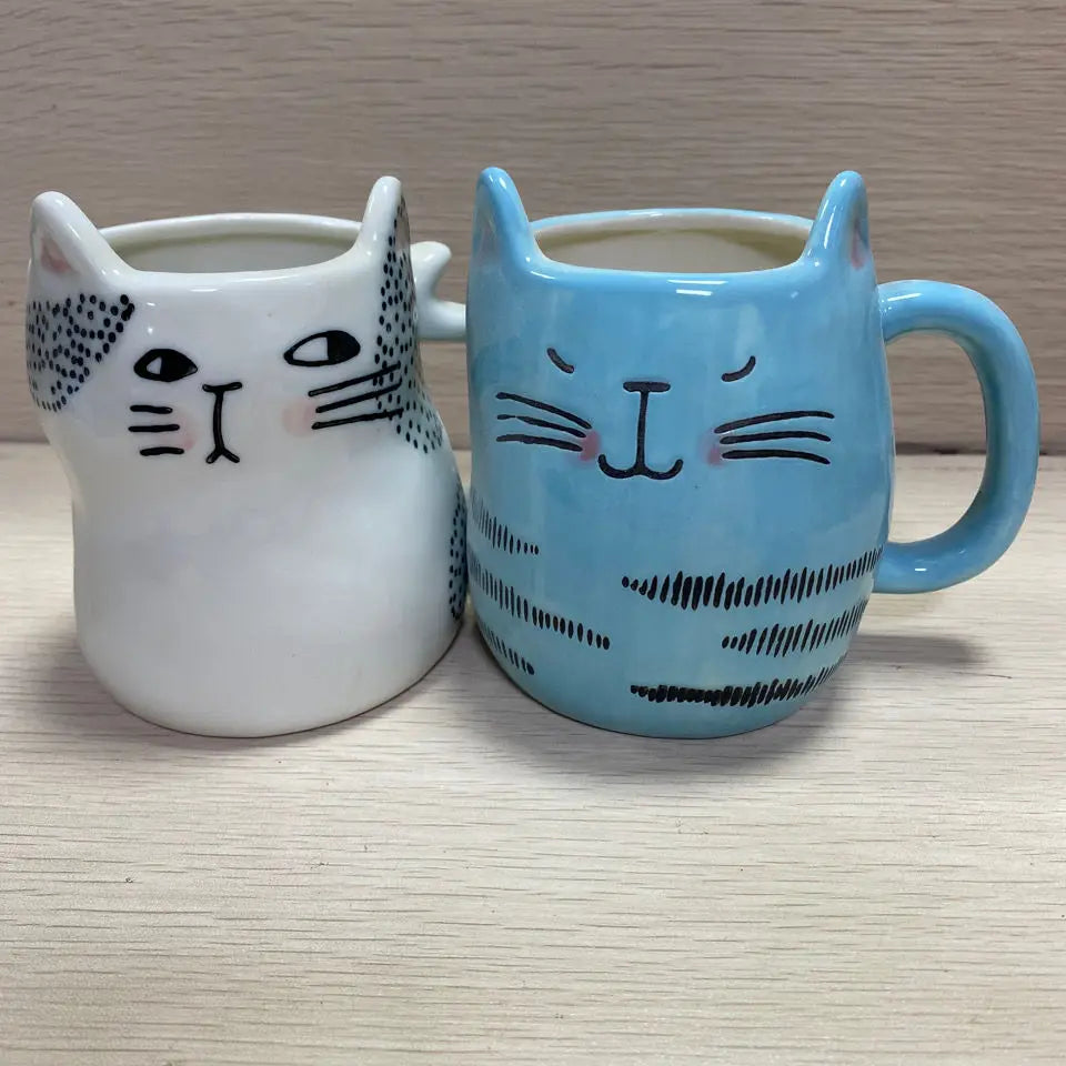 Cat Cup Creative Cute Handdrawn Breakfast Children's Water Cup Pet Ceramic Tea Mug 3D Animal Cartoon Cat Mug Birthday Gift