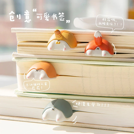 1pcs Cute Cartoon Cat Dog Hamster Fox Ass Bookmarks Kawayi Novelty Book Reading Item Creative Gift  Kids Children Stationery