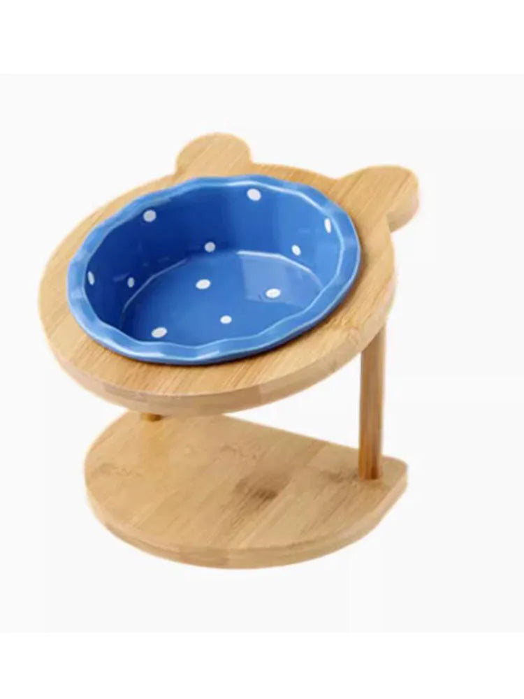 Ceramic Bowl with Shelf for Pet,Bevel Neck Guard, Water and Food Bowl, Pet Accessories, Cat and Dog