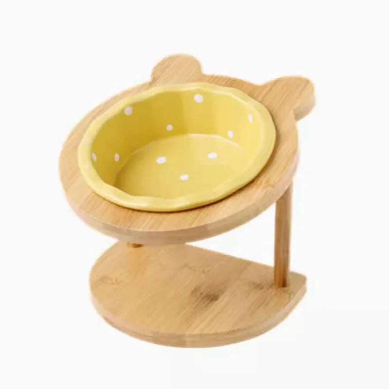 Ceramic Bowl with Shelf for Pet,Bevel Neck Guard, Water and Food Bowl, Pet Accessories, Cat and Dog