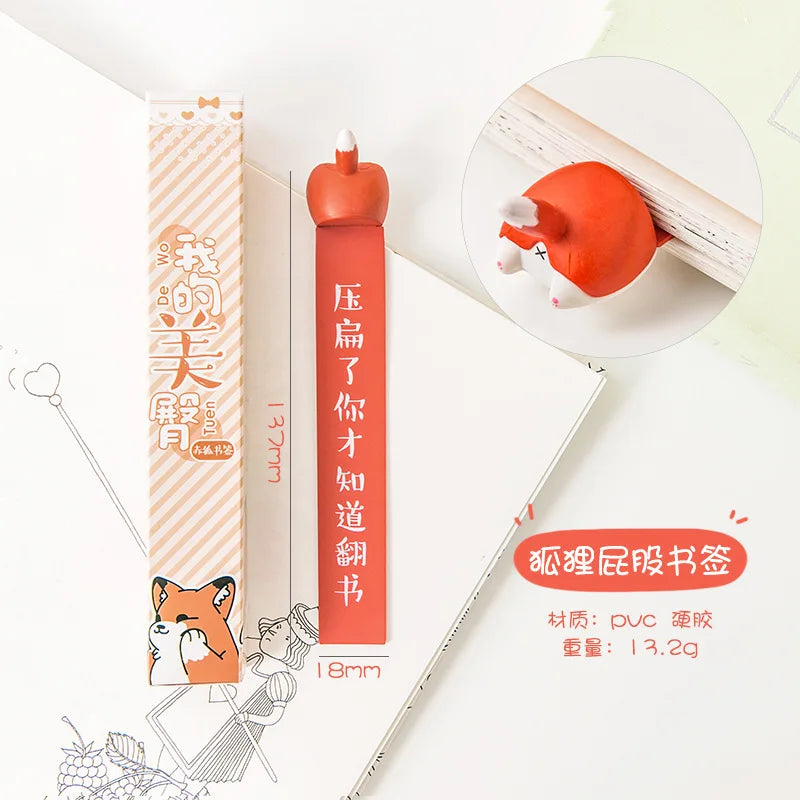 1pcs Cute Cartoon Cat Dog Hamster Fox Ass Bookmarks Kawayi Novelty Book Reading Item Creative Gift  Kids Children Stationery