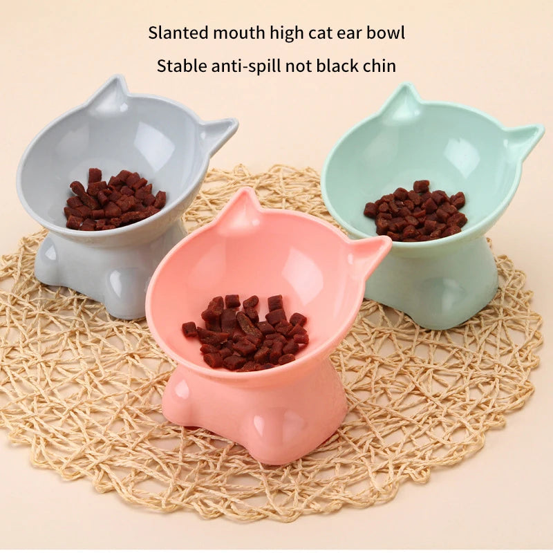 Tilt Tall Cat Bowl Cartoon Non-Slip Neck Guard Cat And Dog Food Bowl Is Easy To Clean And Anti-Spilling Pet Supplies