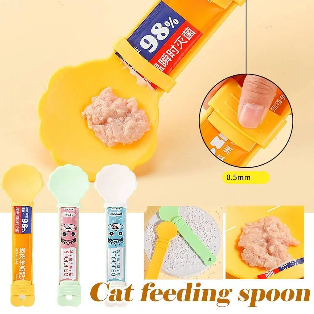 Long Handle Cat Strip Feeder Spoon Cat Food Strip Squeezer Pet Meat Mud Food Squeeze Treat Dispense Spoon For Cats Pet Supplies