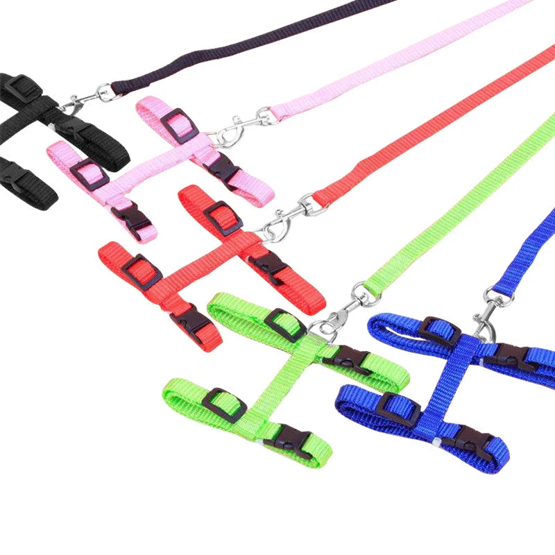 Adjustable Cat Harness Nylon Strap Collar with Leash Escape Proof Kitten Collar for Walking Small Pet Rabbit Lightweight Harness