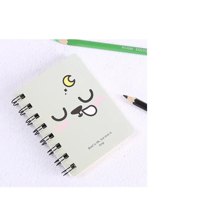 A7 Mini Spiral Notebook Cartoon Cat Notepad Kawaii Personal Diary Planner Horizontal line Notebook School Office Supply 80Sheets