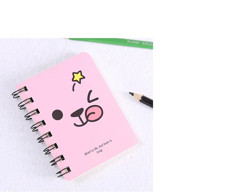 A7 Mini Spiral Notebook Cartoon Cat Notepad Kawaii Personal Diary Planner Horizontal line Notebook School Office Supply 80Sheets