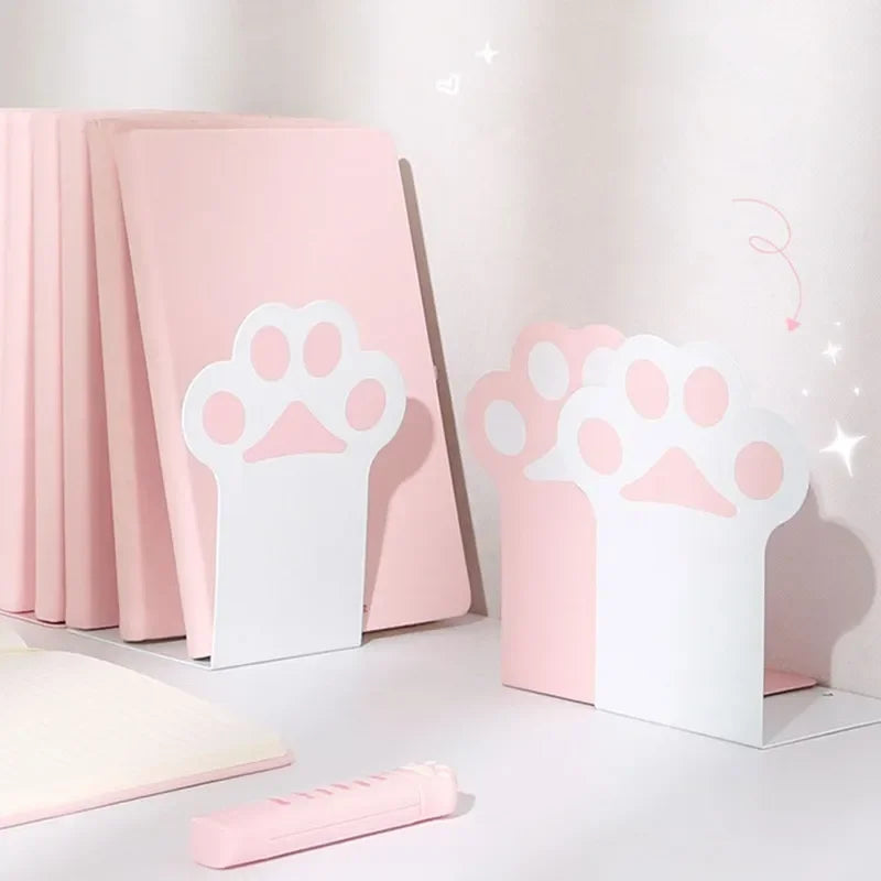 2pcs Creative Cat Paw Bookends Kawaii Anti-skid Book Organizer Desktop Book Support Korean Stationery School Office Supplies