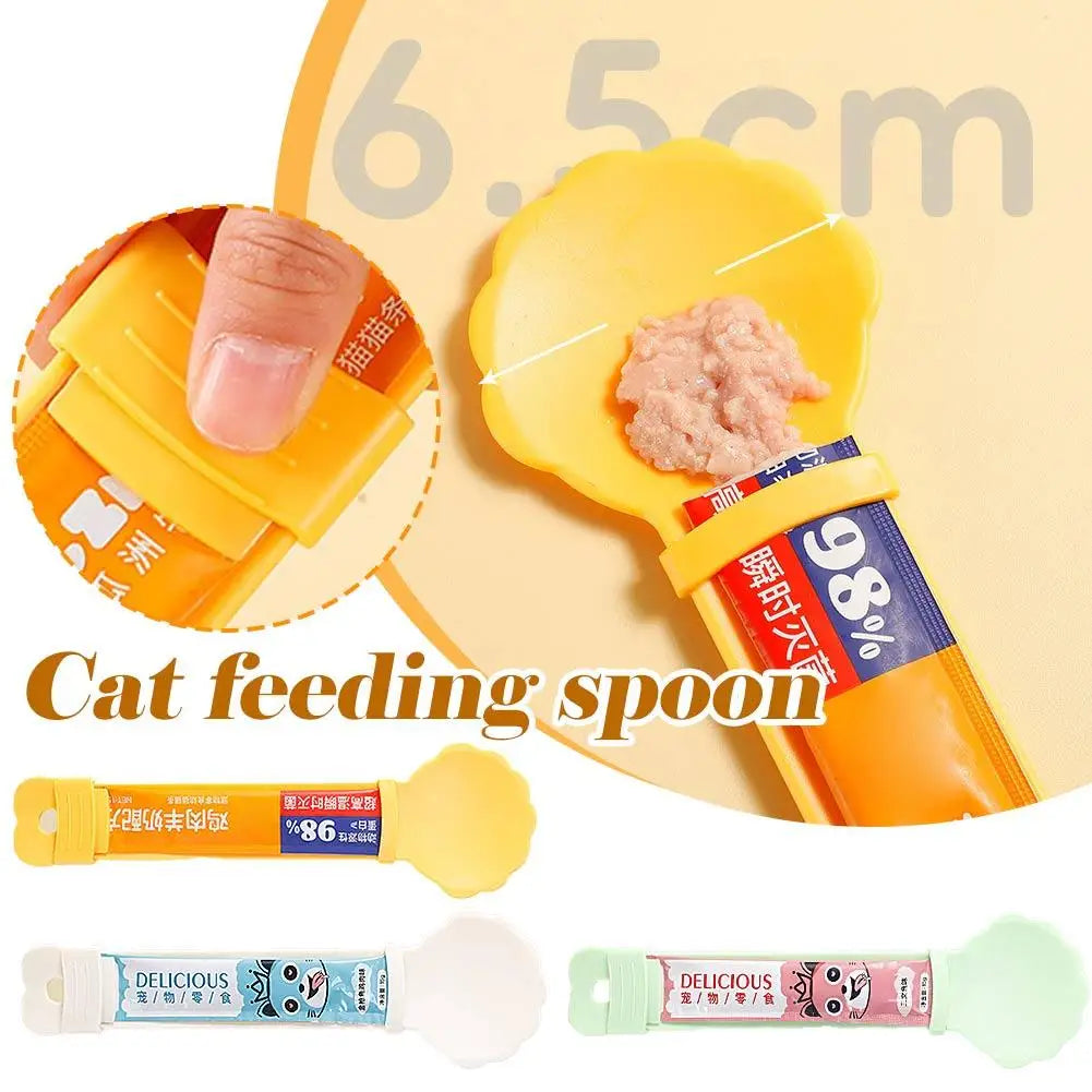 Long Handle Cat Strip Feeder Spoon Cat Food Strip Squeezer Pet Meat Mud Food Squeeze Treat Dispense Spoon For Cats Pet Supplies