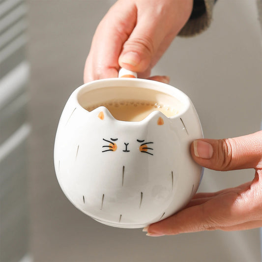 Ceramic water cup, afternoon tea milk coffee milk tea cup, cute cat shaped mug, home drinking set