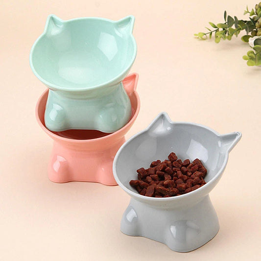 Tilt Tall Cat Bowl Cartoon Non-Slip Neck Guard Cat And Dog Food Bowl Is Easy To Clean And Anti-Spilling Pet Supplies