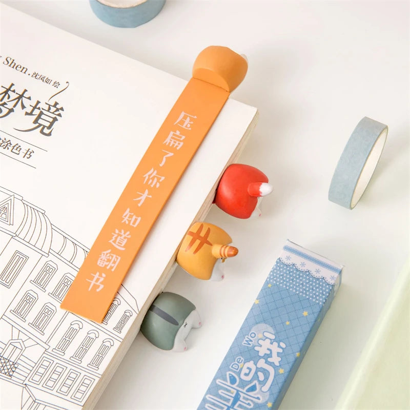 1pcs Cute Cartoon Cat Dog Hamster Fox Ass Bookmarks Kawayi Novelty Book Reading Item Creative Gift  Kids Children Stationery