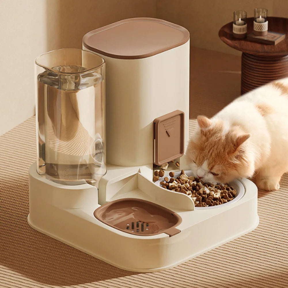 2-in-1 Automatic Feeder Dog Cat Food Bowl and Water Feeding Device Pet Large Food Dispenser Puppy Pet Kitten Bowl Accessories