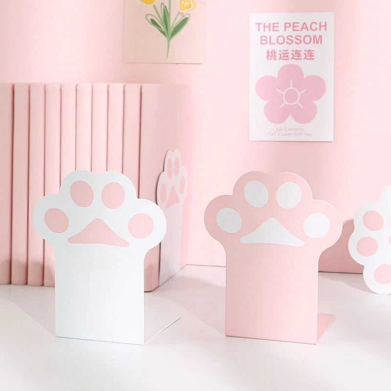 2pcs Creative Cat Paw Bookends Kawaii Anti-skid Book Organizer Desktop Book Support Korean Stationery School Office Supplies