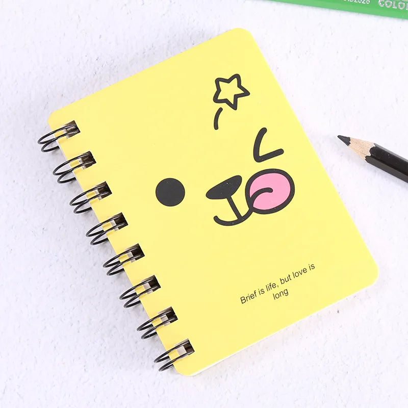 A7 Mini Spiral Notebook Cartoon Cat Notepad Kawaii Personal Diary Planner Horizontal line Notebook School Office Supply 80Sheets