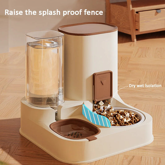 2-in-1 Automatic Feeder Dog Cat Food Bowl and Water Feeding Device Pet Large Food Dispenser Puppy Pet Kitten Bowl Accessories