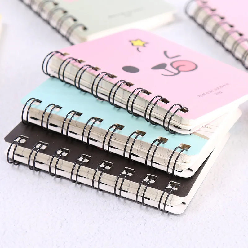 A7 Mini Spiral Notebook Cartoon Cat Notepad Kawaii Personal Diary Planner Horizontal line Notebook School Office Supply 80Sheets