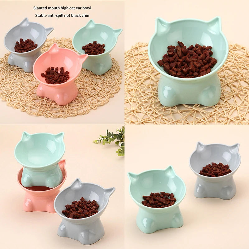 Tilt Tall Cat Bowl Cartoon Non-Slip Neck Guard Cat And Dog Food Bowl Is Easy To Clean And Anti-Spilling Pet Supplies