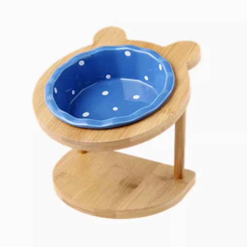 Ceramic Bowl with Shelf for Pet,Bevel Neck Guard, Water and Food Bowl, Pet Accessories, Cat and Dog