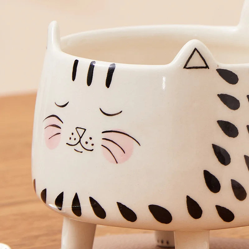 350ml Cat Mug with 4 Legs Cat Cute Coffee Mug for Women Girls Cute Ceramic Meow Mugs Novel Coffee Mugs Funny