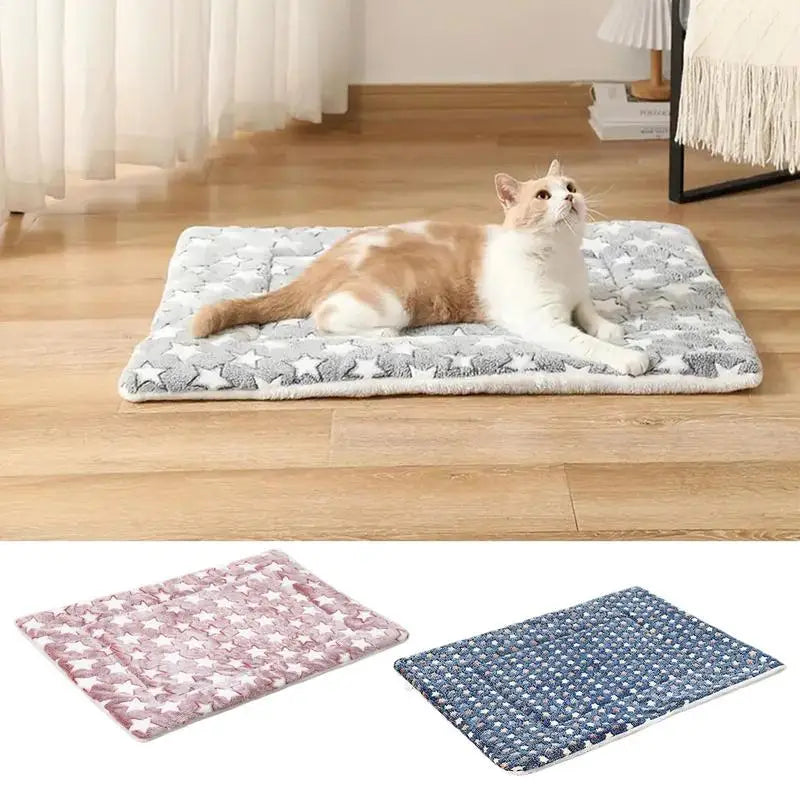 Soft Cat Bed Mats Short Plush Pet Sleeping Bed Mats for Cats Small Dogs Cute Pet Pad Blanket Warm Kitten Cushion Cat Accessories