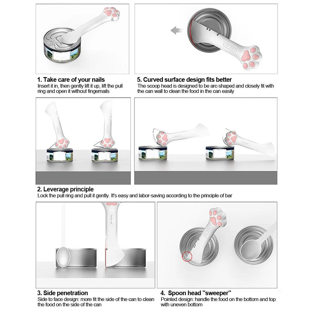 Multifunction Pet Canned Spoon Jar Opener Puppy Feeding Mixing Wet Dry Scoop Cat Dog Accessories Feeder Shovel Pets Tableware