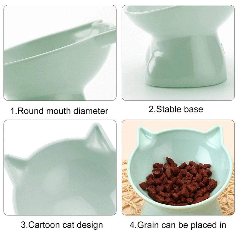 Tilt Tall Cat Bowl Cartoon Non-Slip Neck Guard Cat And Dog Food Bowl Is Easy To Clean And Anti-Spilling Pet Supplies