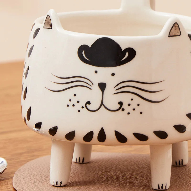 350ml Cat Mug with 4 Legs Cat Cute Coffee Mug for Women Girls Cute Ceramic Meow Mugs Novel Coffee Mugs Funny