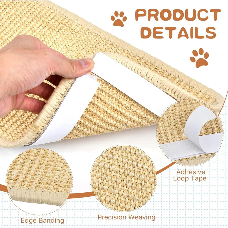 Natural Sisal Cat Scratcher Mat Cat Scratch Mats Horizontal Cat Floor Scratching Pad Rug Protect Couch and Carpets