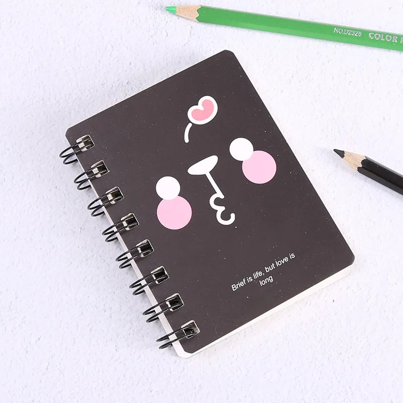 A7 Mini Spiral Notebook Cartoon Cat Notepad Kawaii Personal Diary Planner Horizontal line Notebook School Office Supply 80Sheets