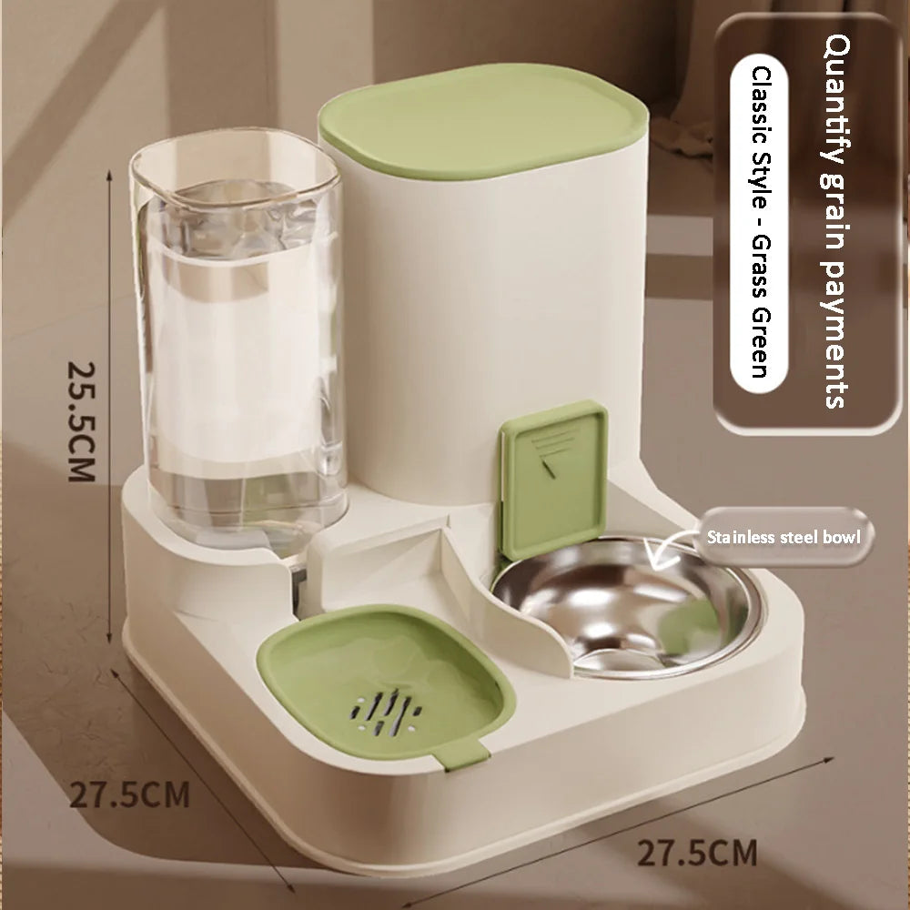 2-in-1 Automatic Feeder Dog Cat Food Bowl and Water Feeding Device Pet Large Food Dispenser Puppy Pet Kitten Bowl Accessories