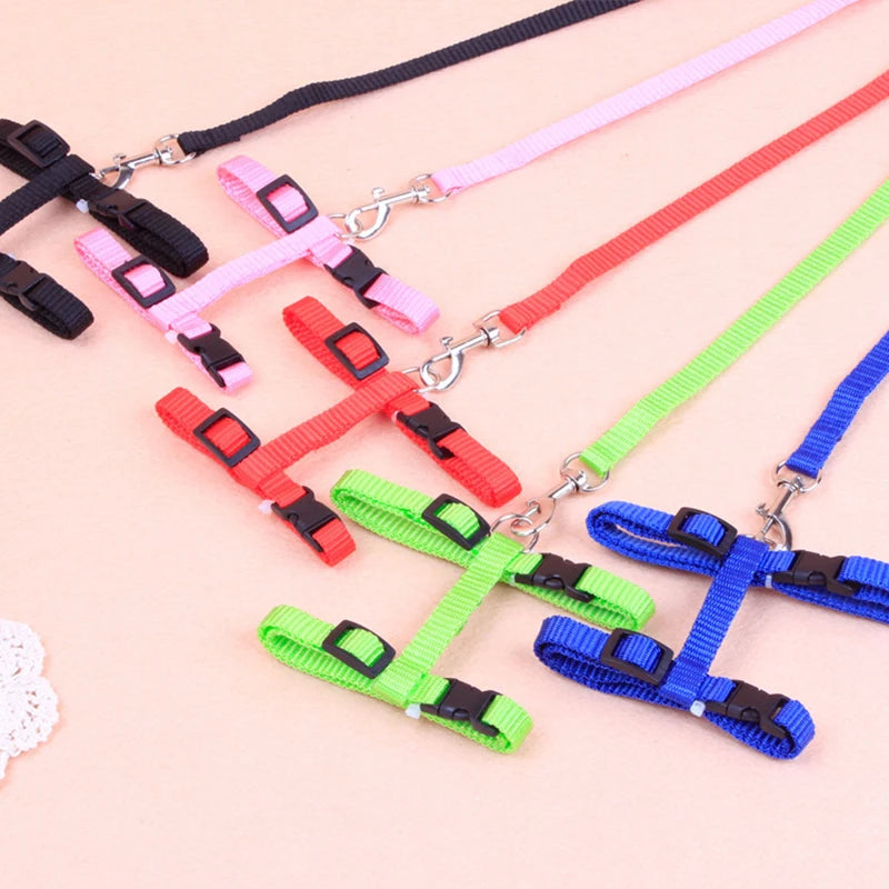 Adjustable Cat Harness Nylon Strap Collar with Leash Escape Proof Kitten Collar for Walking Small Pet Rabbit Lightweight Harness